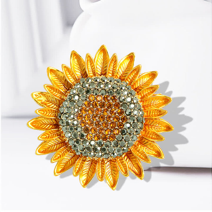 Spilla da donna con strass e girasole giallo