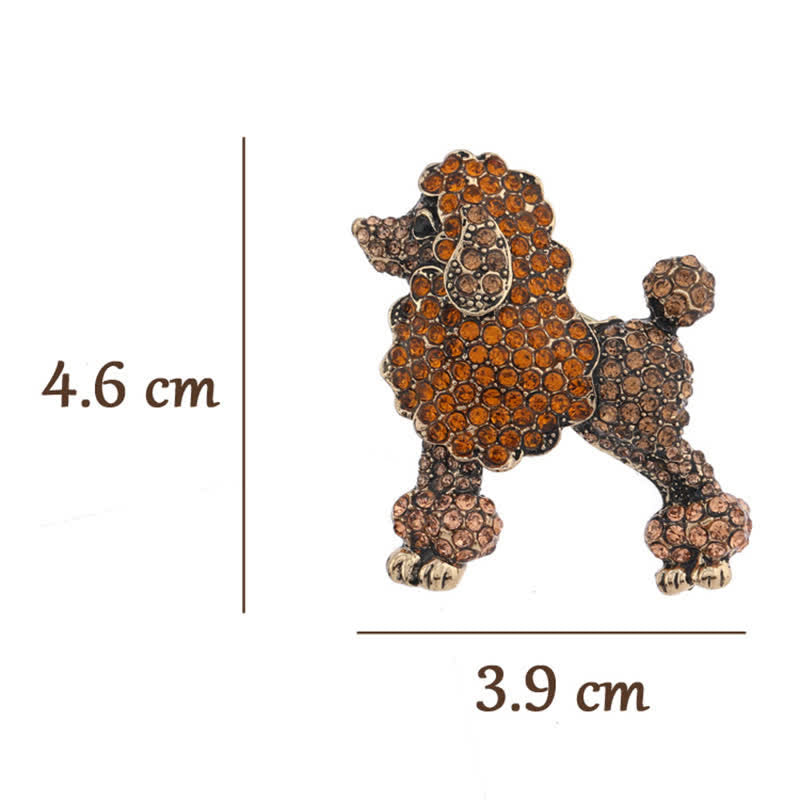Spilla da donna a forma di barboncino con strass