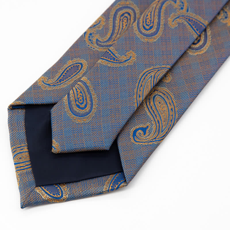 Cravatta da uomo con motivo Paisley blu e oro Kaleidoscope