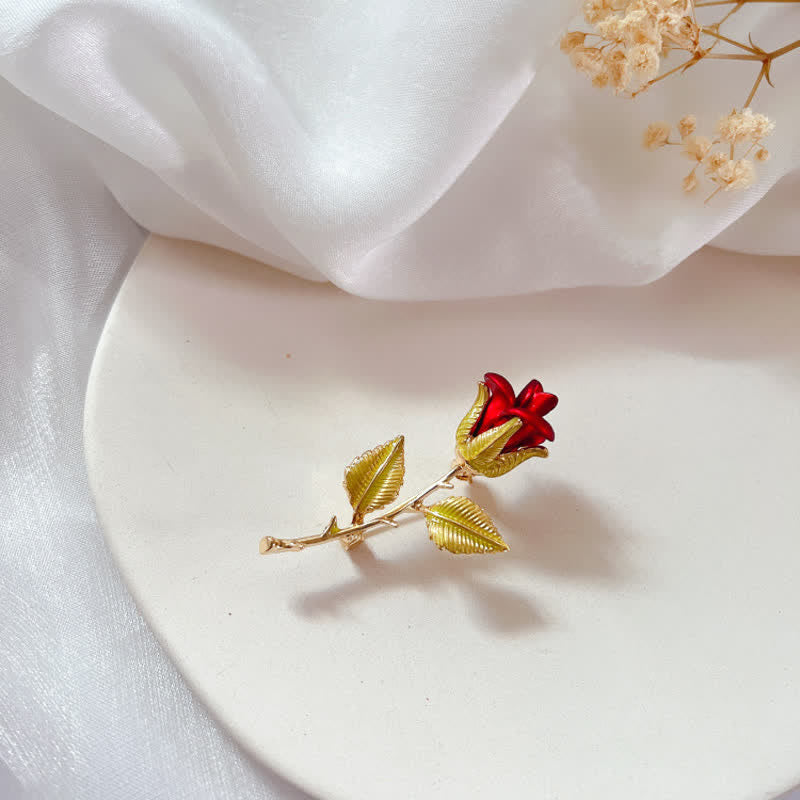 Spilla con stelo e rosa squisita da donna