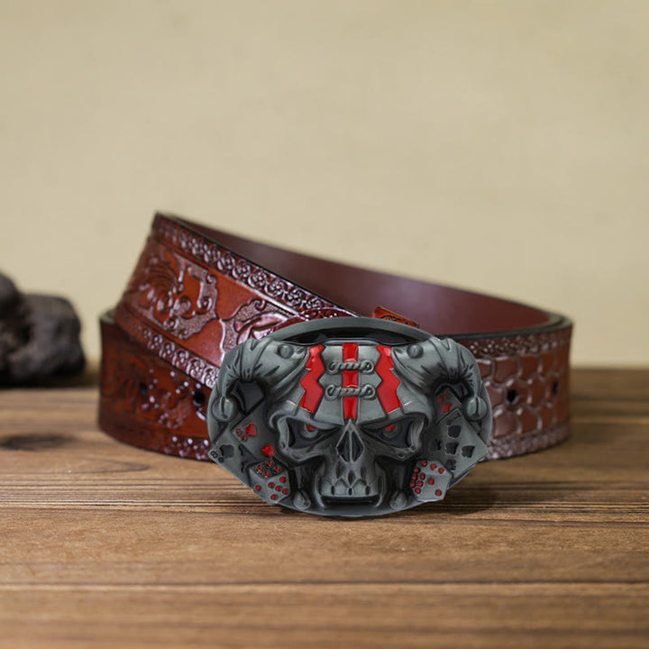 Cintura in pelle con fibbia Joker Clown Skull fai da te da uomo