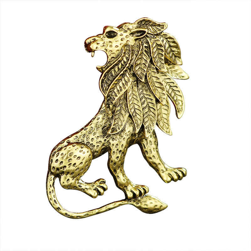 Spilla da uomo antica retrò a forma di leone - Oro - image 5