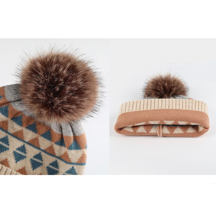 Set di 3 cappelli, sciarpe e guanti con motivo a triangolo da donna