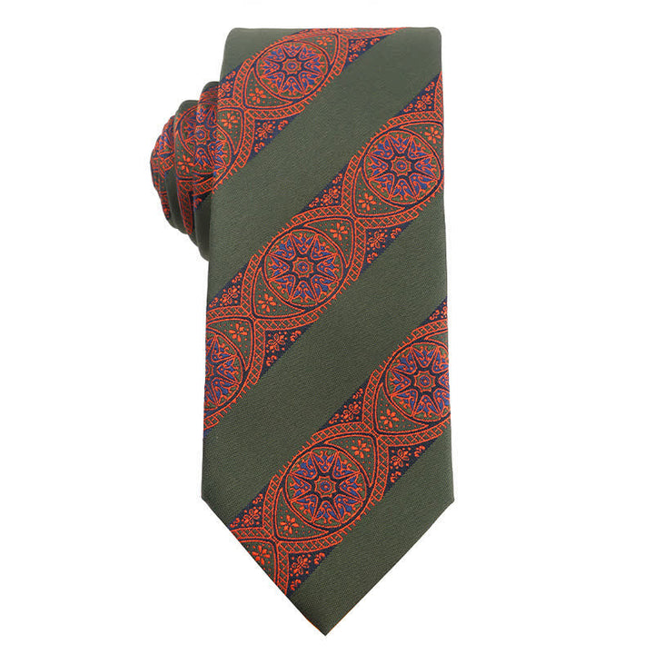 Cravatta da uomo serie verde foresta arancione