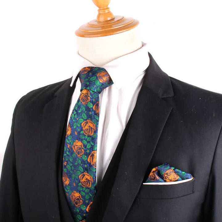 Cravatta elegante da uomo con foglie di rose