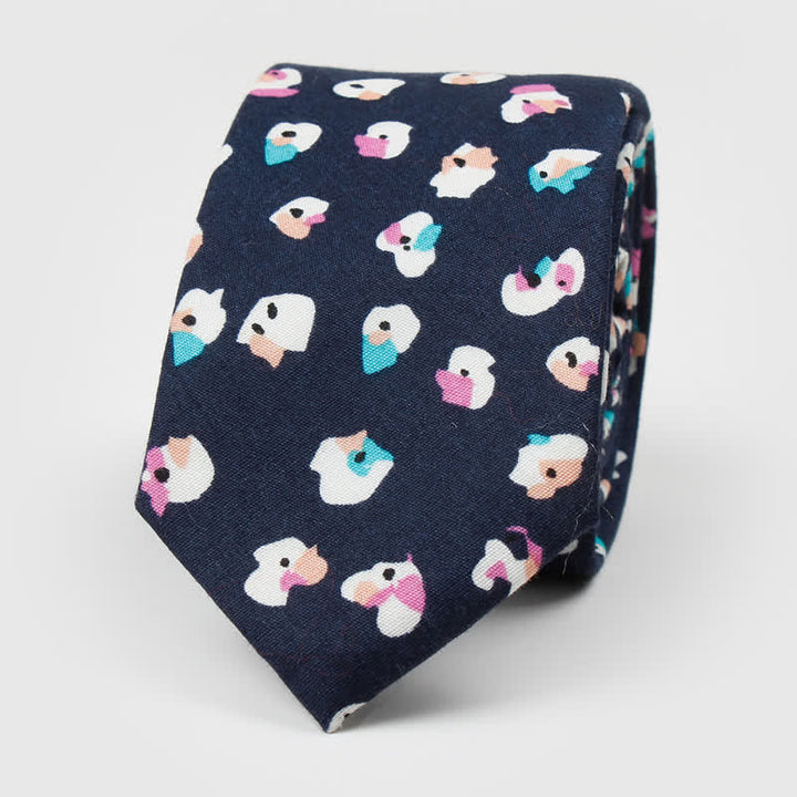 Cravatta da uomo in cotone con stampa floreale - Bianco e blu navy - image 6
