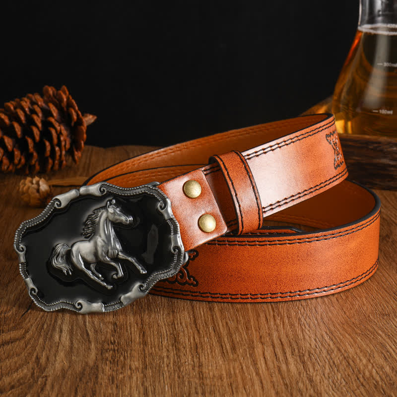 Cintura da uomo in pelle di cavallo da corsa nera e argentata - Stile n. 7 - 42 - image 13