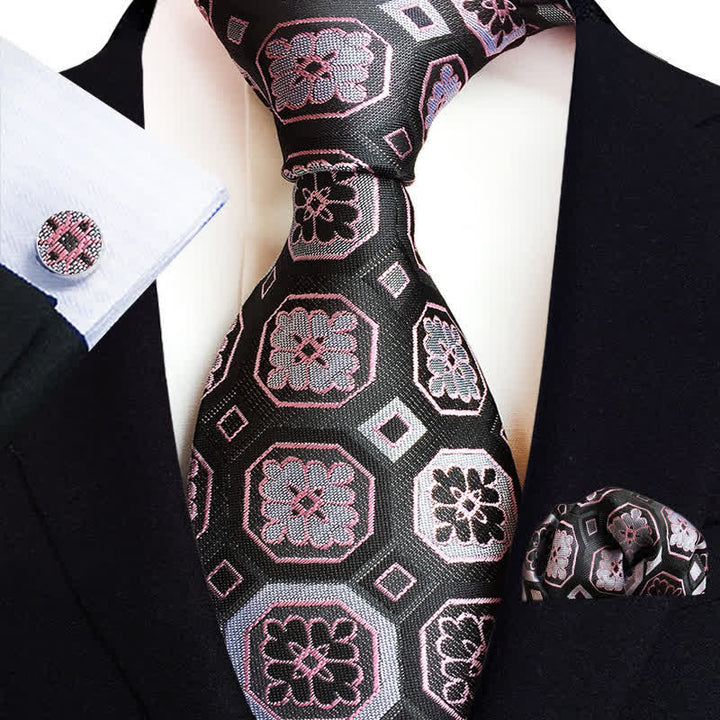 Set di 3 cravatte classiche da uomo con motivo Paisley floreale - Rosa e nero - image 7