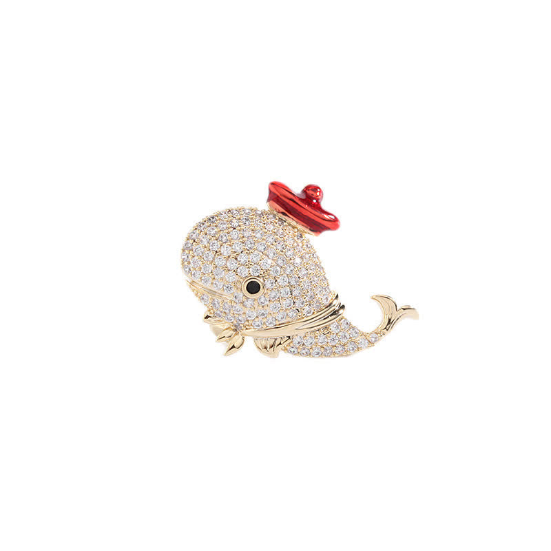 Spilla balena con strass marini da donna