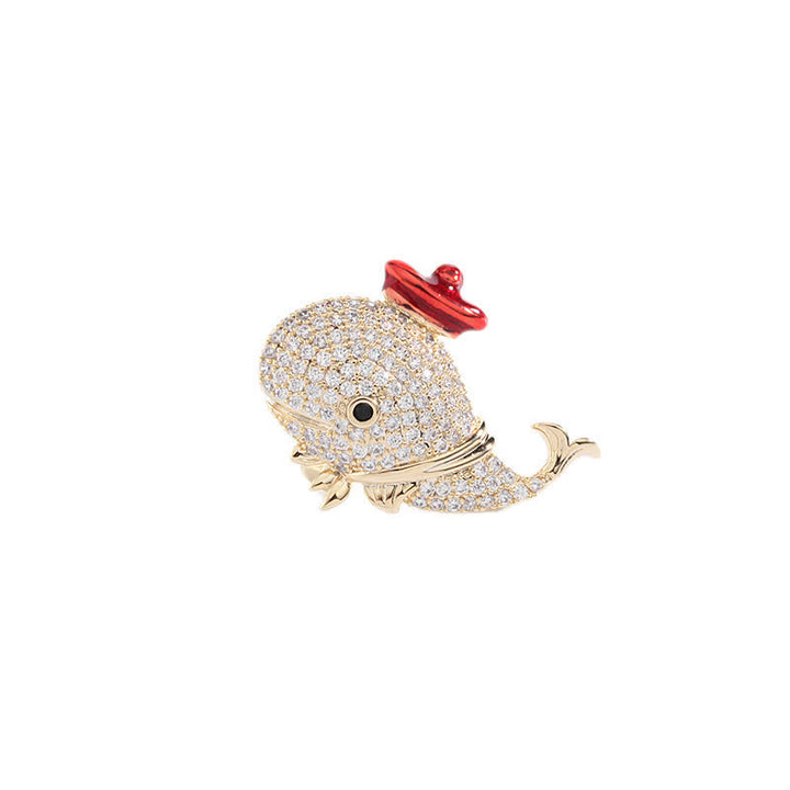 Spilla balena con strass marini da donna