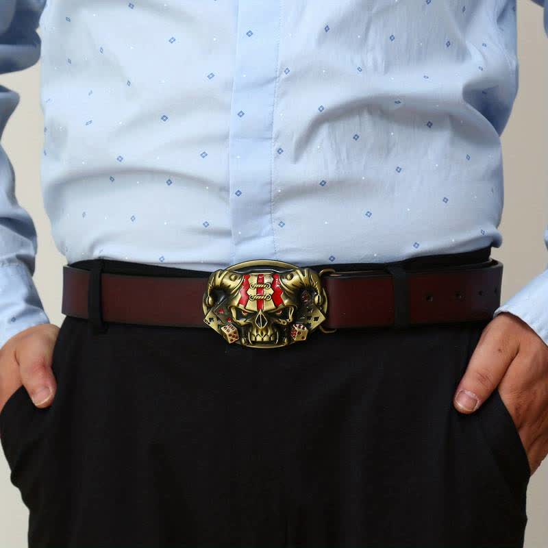 Cintura in pelle con fibbia Joker Clown Skull fai da te da uomo