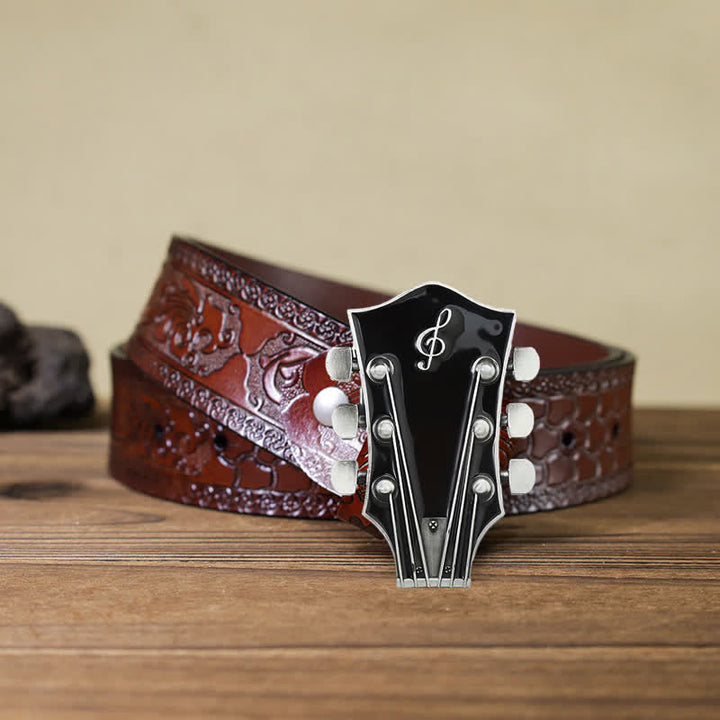 Cintura in pelle con fibbia per paletta di chitarra musicale fai da te da uomo