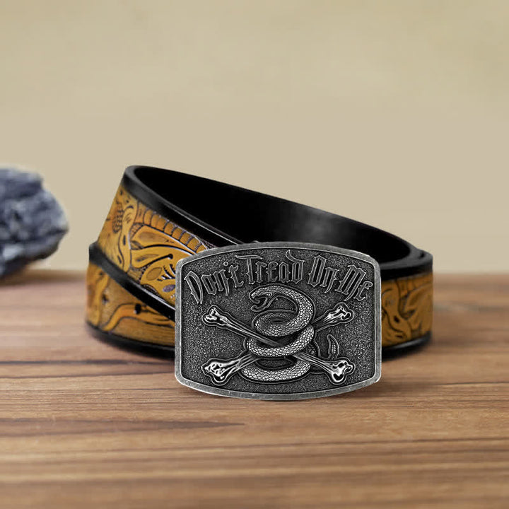 Cintura in pelle con fibbia Attitude Skull Rattlesnake fai da te da uomo