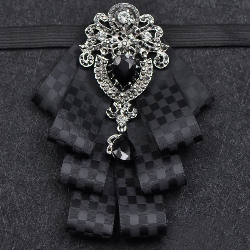 Set di 3 papillon con strass neri a quadri