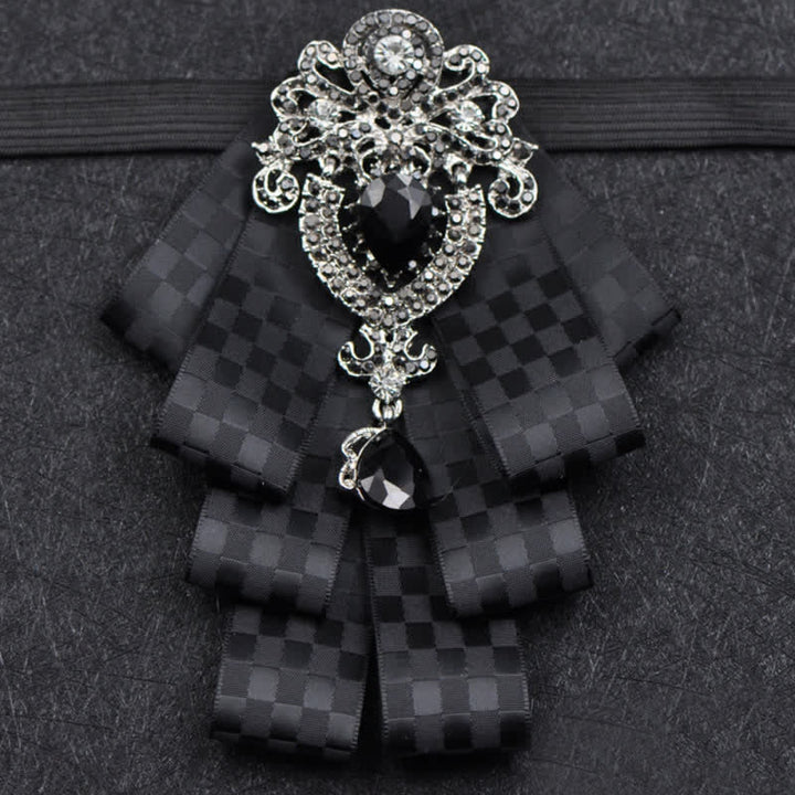 Set di 3 papillon con strass neri a quadri