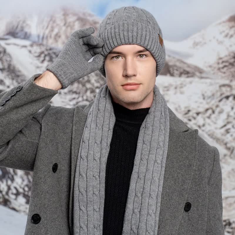 Set di 3 pezzi unisex di caldo cappello sciarpa guanti