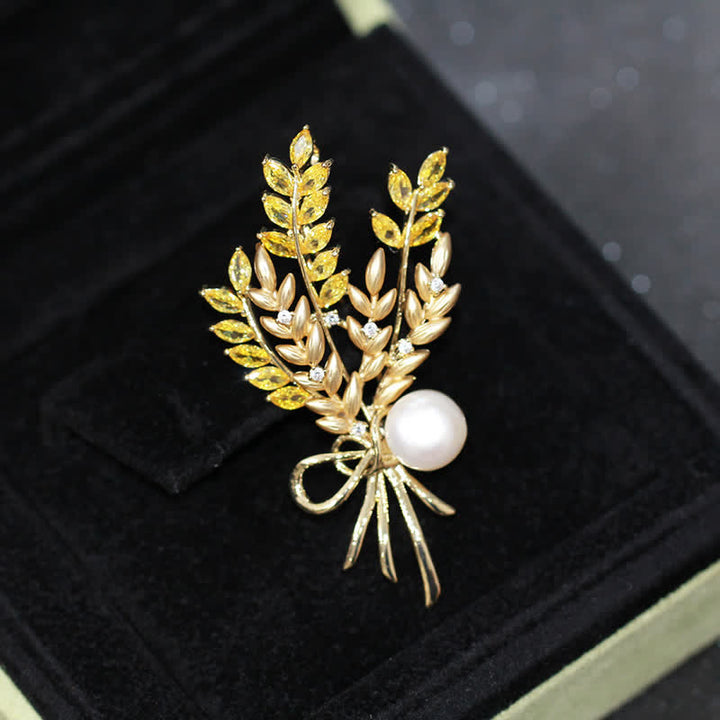 Spilla da donna con spiga di grano e zirconi abbaglianti