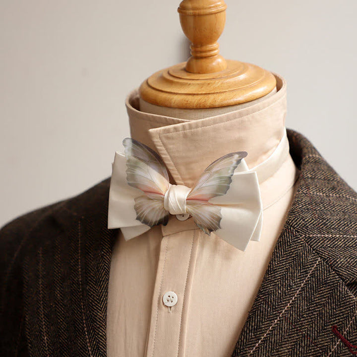 Set da taschino con papillon e fazzoletto da taschino a farfalla in organza vintage da uomo