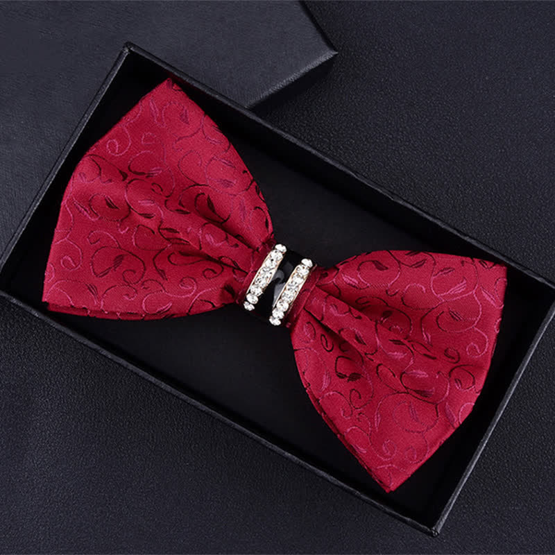 Papillon da uomo con motivo floreale Paisley a righe e strass