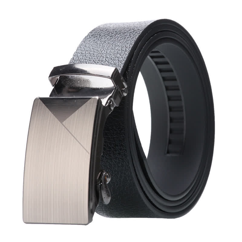 Cintura da uomo in pelle nera con fibbia automatica - Stile n. 1 - Argento - 42 - image 0