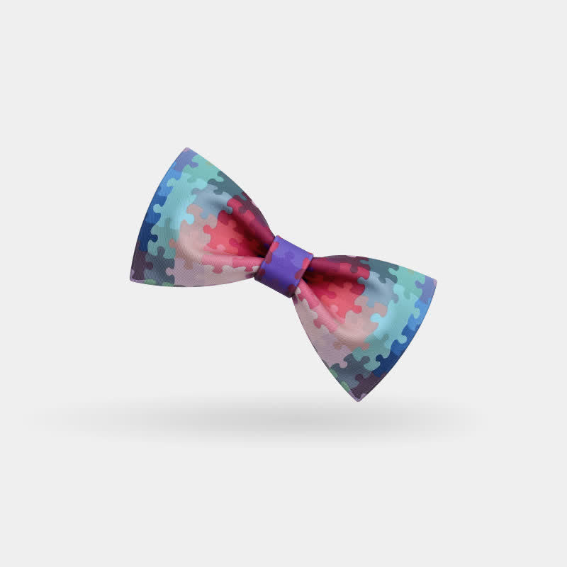 Papillon multicolore da uomo con motivo a puzzle