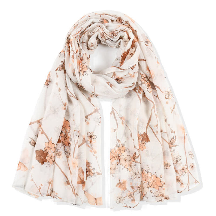 Sciarpa lunga avvolgente con motivo floreale vivace ed elegante da donna - Avorio - image 15