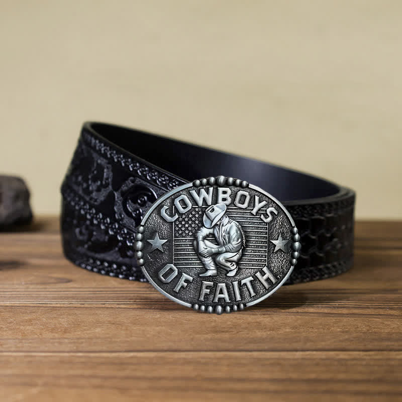 Cintura in pelle con fibbia "Cowboys Of Faith" fai da te da uomo