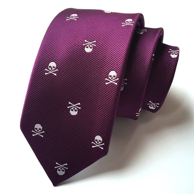 Cravatta da uomo con scheletro e ossa incrociate di Halloween - Viola - image 7