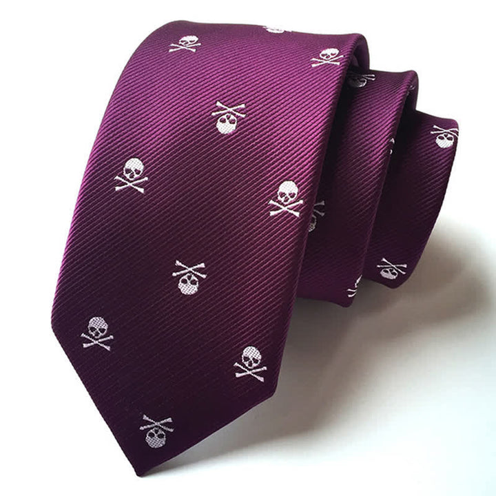 Cravatta da uomo con scheletro e ossa incrociate di Halloween - Viola - image 7