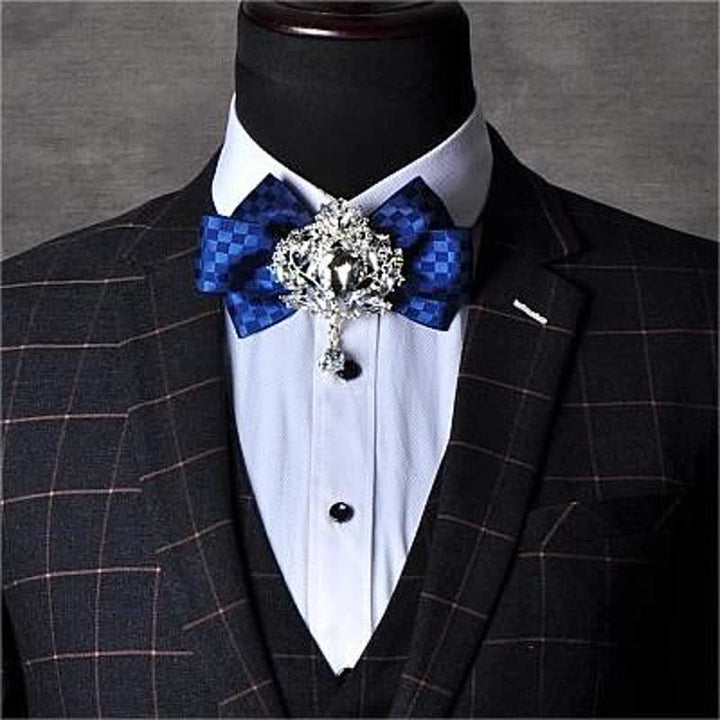Set di 3 papillon con spilla e strass a scacchi