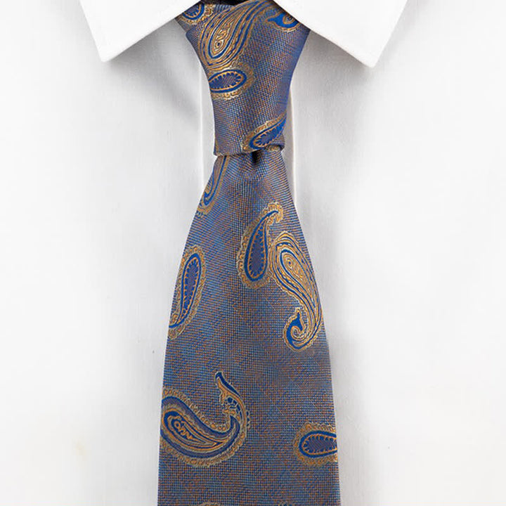 Cravatta da uomo con motivo Paisley blu e oro Kaleidoscope