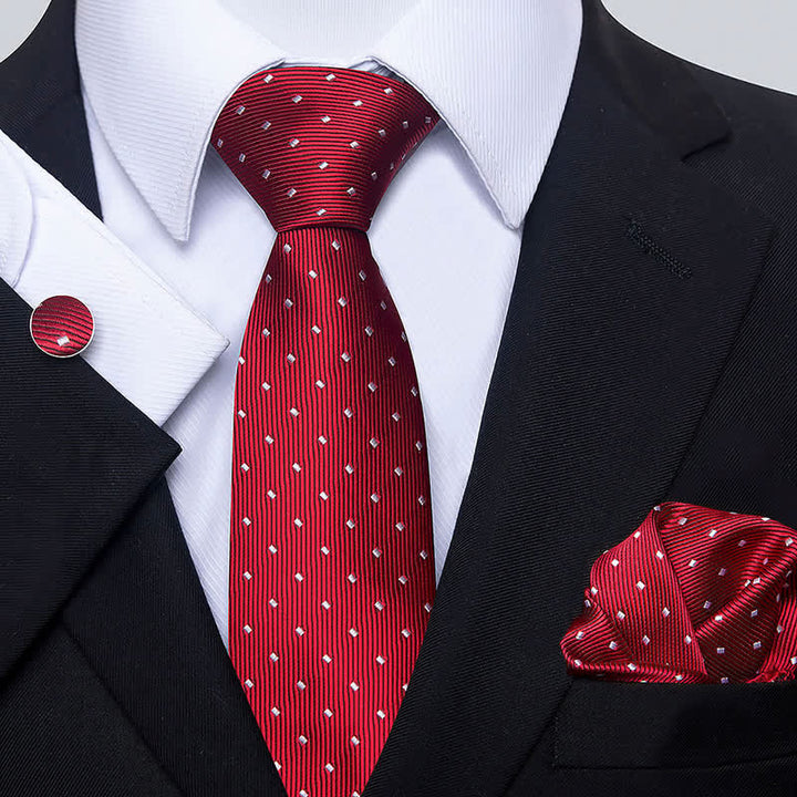Set di 3 cravatte minimaliste a pois da uomo - Rosso - image 0