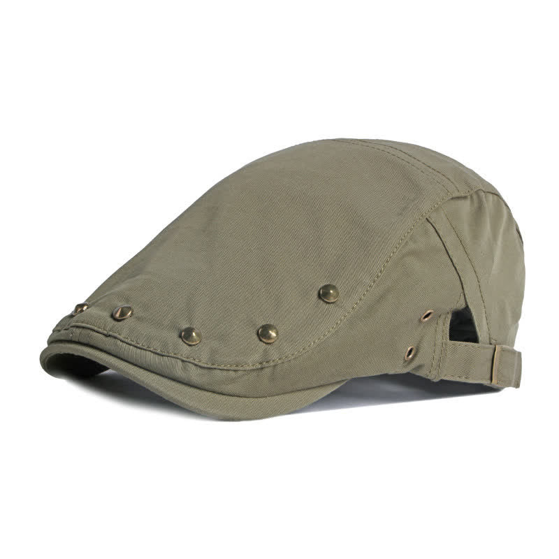 Berretto piatto in cotone con rivetti Hip Pop - Verde militare - Regolabile (circa 21 5/8"-23 5/8") - image 3