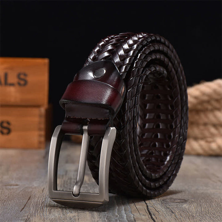 Cintura in pelle intrecciata a mano casual da uomo