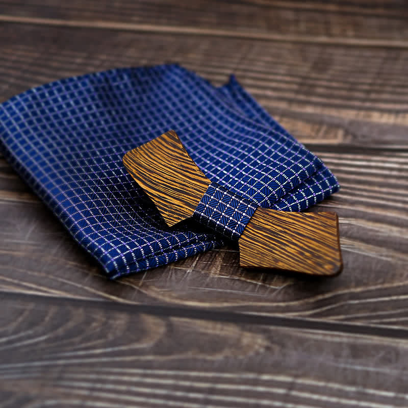 Set di 2 papillon in legno a forma di colletto da uomo