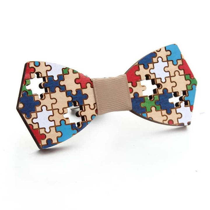 Papillon in legno dipinto da pezzi di puzzle da uomo