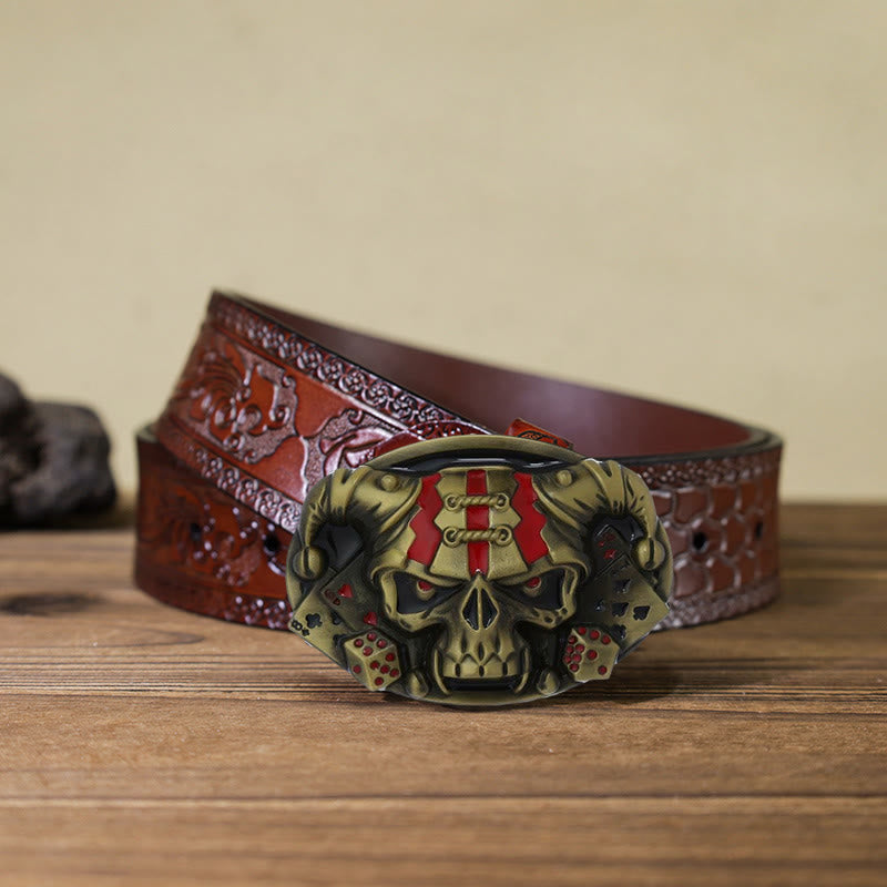 Cintura in pelle con fibbia Joker Clown Skull fai da te da uomo