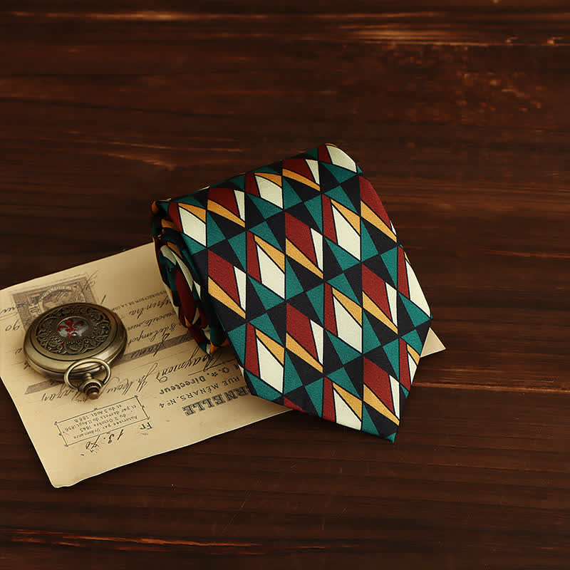 Cravatta da uomo con motivi geometrici retrò-pop - Mosaici - image 2