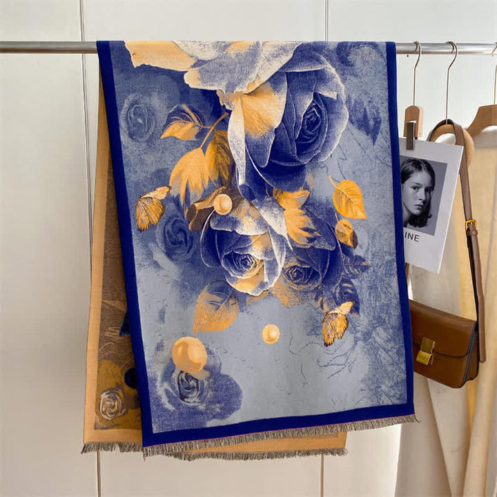 Sciarpa ispessita con pittura a olio di scena magnifica da donna - Rosa blu - image 18