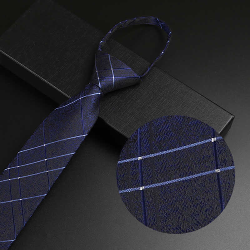 Cravatta formale con cerniera blu navy da uomo