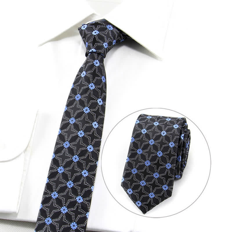 Cravatta geometrica con ricamo floreale da uomo