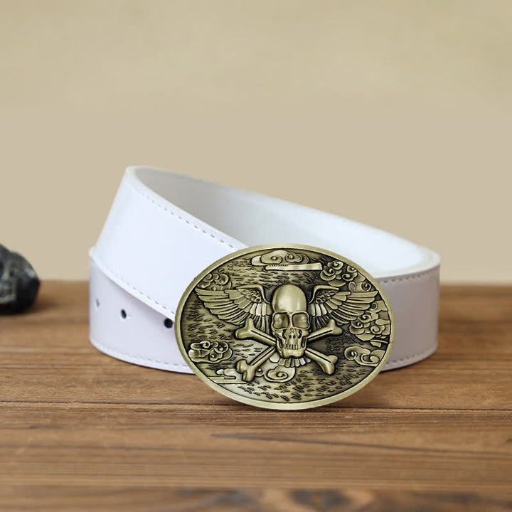 Cintura in pelle con fibbia porta birra creativa fai da te a forma di teschio e angelo da uomo