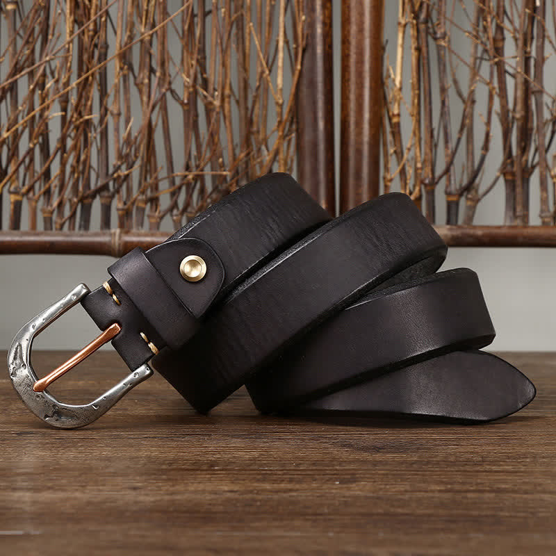 Cintura in pelle con fibbia intagliata vintage classica da uomo