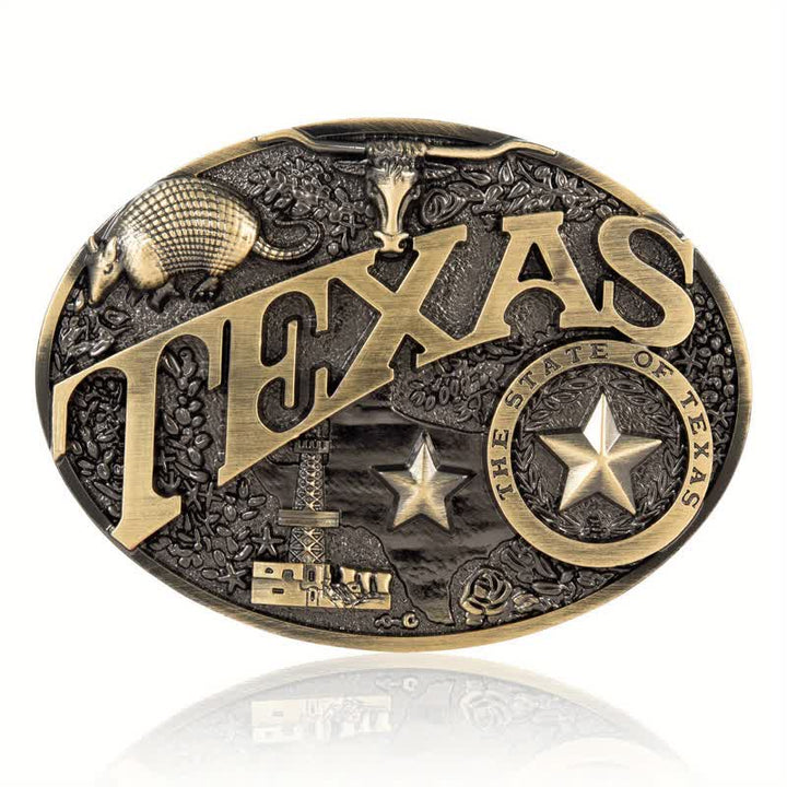 Cintura in pelle con fibbia Texas State Heritage Attitude fai da te da uomo