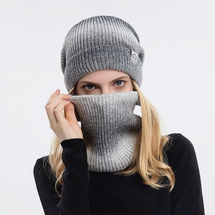 Set di 2 cappelli e sciarpe elastici con gradiente di colore