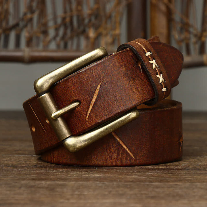 Cintura in pelle con intaglio elaborato vintage da uomo