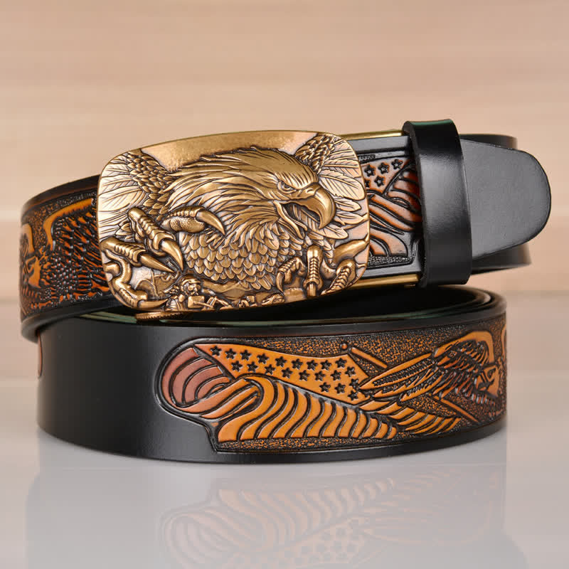 Cintura in pelle con fibbia automatica Mighty Eagle Sharp Claw da uomo - Nero / Oro - 46 - image 14