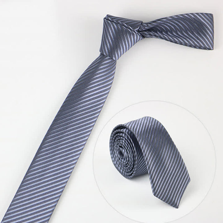 Cravatta da uomo in twill grigio blu bianco tinta unita per tutti i giorni