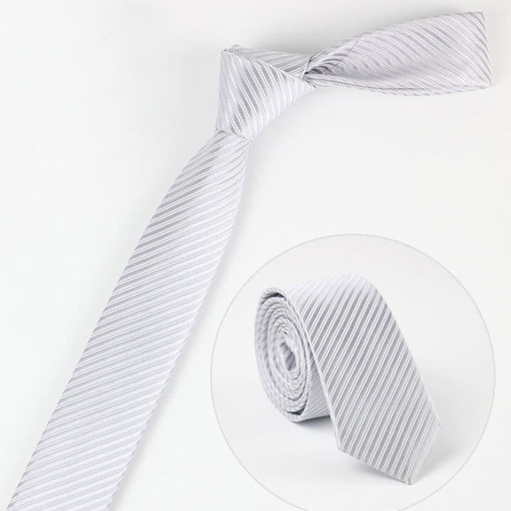 Cravatta da uomo in twill grigio blu bianco tinta unita per tutti i giorni