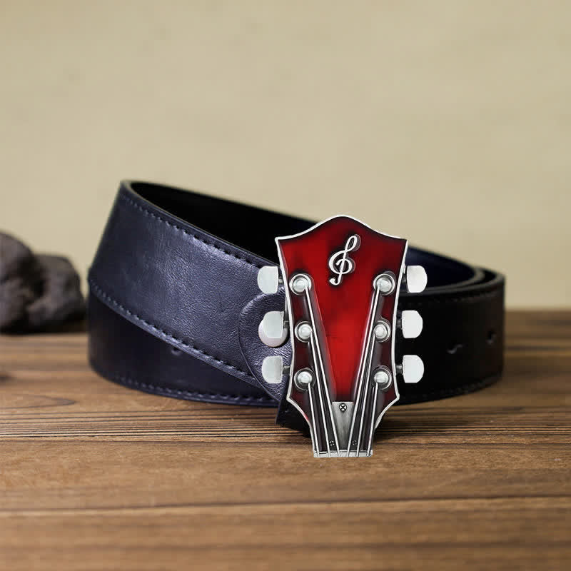 Cintura in pelle con fibbia per paletta di chitarra musicale fai da te da uomo